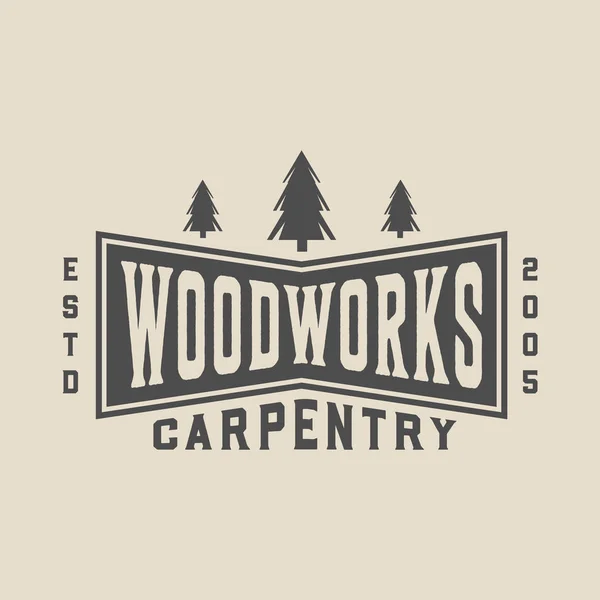 Carpintería vintage, carpintería y etiqueta mecánica, insignia, emblema y logotipo . — Vector de stock