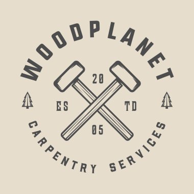 Vintage marangozluk, ahşap ve mekanik etiket, rozet, amblem 