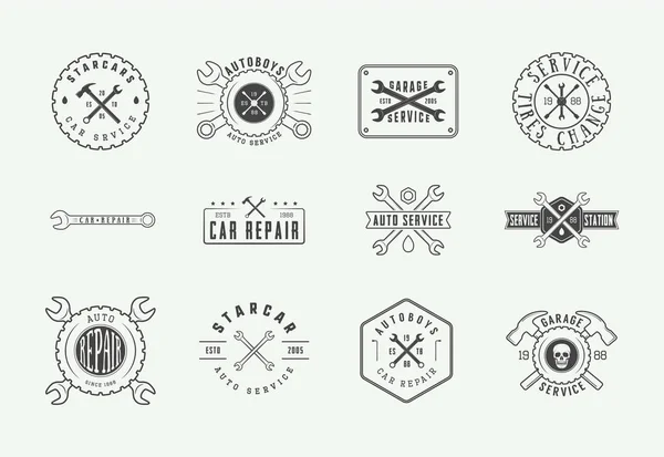 Набір старовинної механічної етикетки, емблеми, значка та логотипу . — стоковий вектор