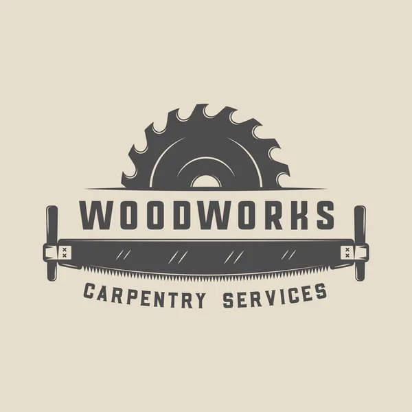 Vintage carpentry, woodwork and mechanic label, badge, emblem — Stock Vector