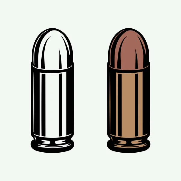 Set of retro vintage bullets in monochrome and color mode. — Stock Vector