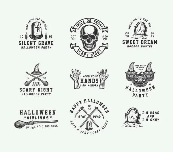 Retro-Halloween-Logos, Embleme, Abzeichen, Etiketten, Marken — Stockvektor
