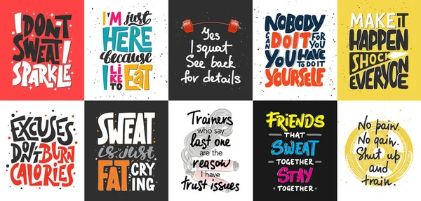 Conjunto Carteles Letras Motivacionales Inspiradoras Decoración Estampados Diseño Camisetas Para — Vector de stock