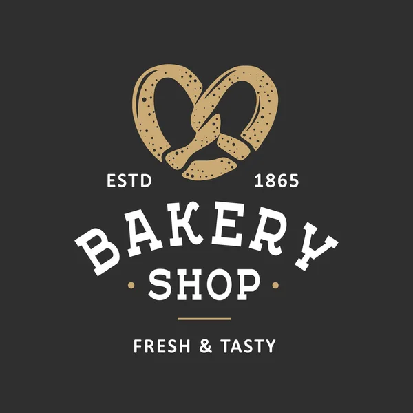 Урожайний Стиль Пекарні Магазин Простий Ярлик Значок Емблема Шаблон Логотипу — стоковий вектор