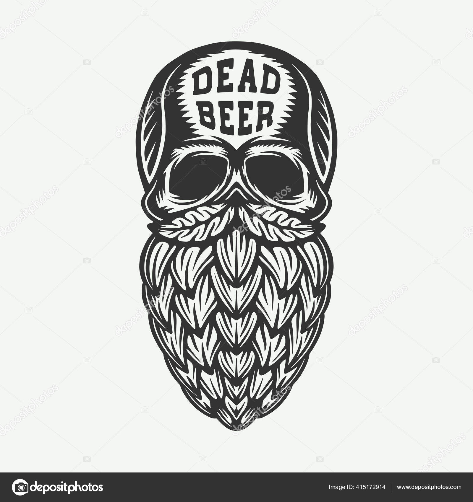 Vintage Retro Woodcut Engraving Skull Hop Beard Can Used Emblem Stock  Vector by ©De_Malia 415172914, image size:1600x1700