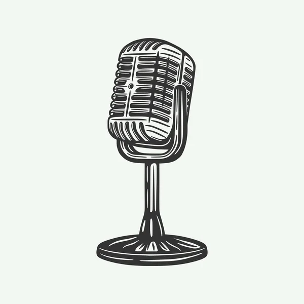 Microphone Rétro Vintage Peut Être Utilisé Comme Emblème Logo Insigne — Image vectorielle