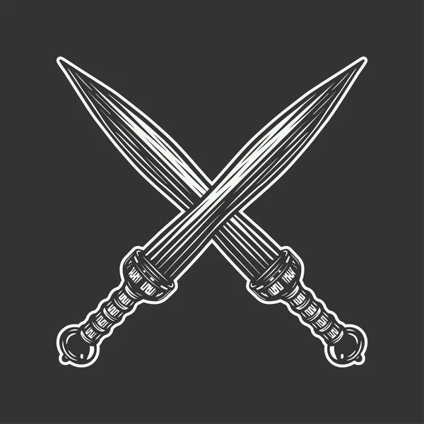 复古复古剑刃 可用于体育补丁服装或战斗设计 病媒说明 — 图库矢量图片