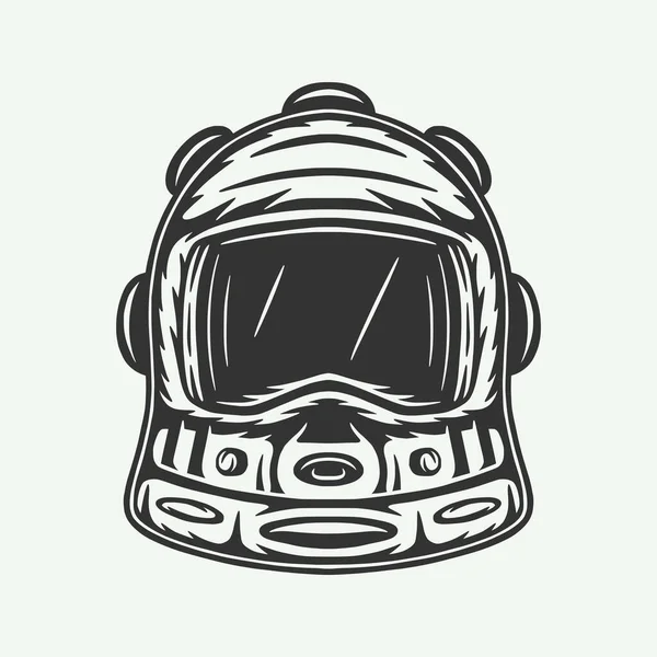 Capacete Astronauta Espacial Vintage Retro Woodcut Pode Ser Usado Como — Vetor de Stock