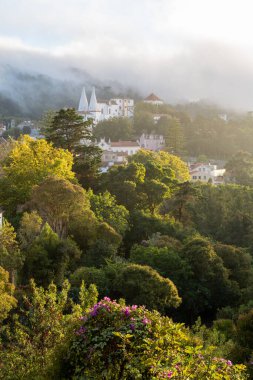Sintra, Portekiz 'deki Sintra Ulusal Sarayı üzerindeki manzara