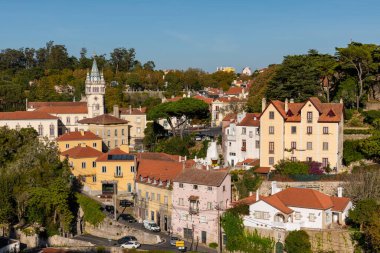 Sintra köyü, Sintra, Portekiz 12 / 10 / 2020 Sintra köyü üzerindeki manzara
