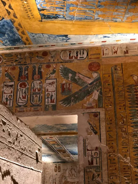 Египетские Иероглифы Долина Царей — стоковое фото