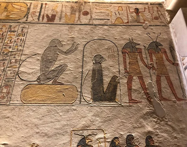 Egyptské Hieroglyfy Údolí Králů — Stock fotografie