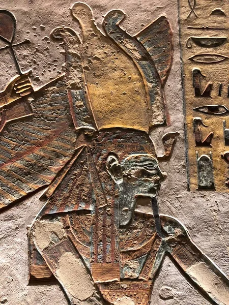 Egyptské Hieroglyfy Údolí Králů — Stock fotografie