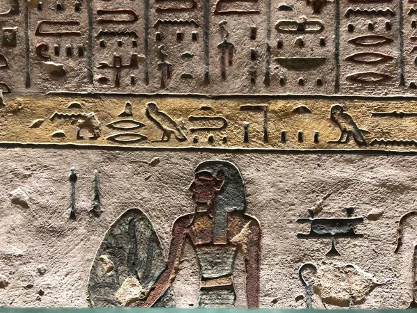 Egyptské Hieroglyfy Údolí Králů — Stock fotografie