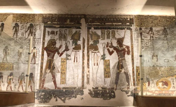 Egyptské Hieroglyfy Údolí Králů — Stock fotografie