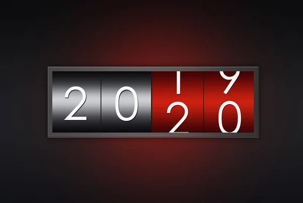 2020 countdown timer isolated on black background.