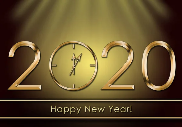 З Новим 2020 роком. Новорічний годинник — стокове фото