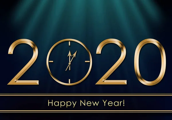 Happy New Year 2020. New Year Clock — Stock Photo, Image
