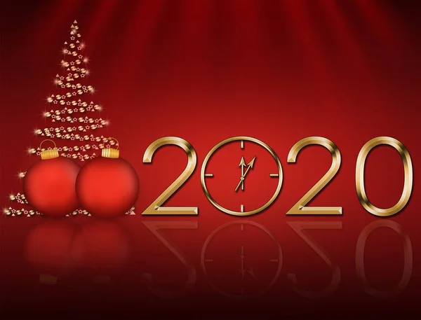 Weihnachtskarte 2020 mit Weihnachtsbaum — Stockfoto