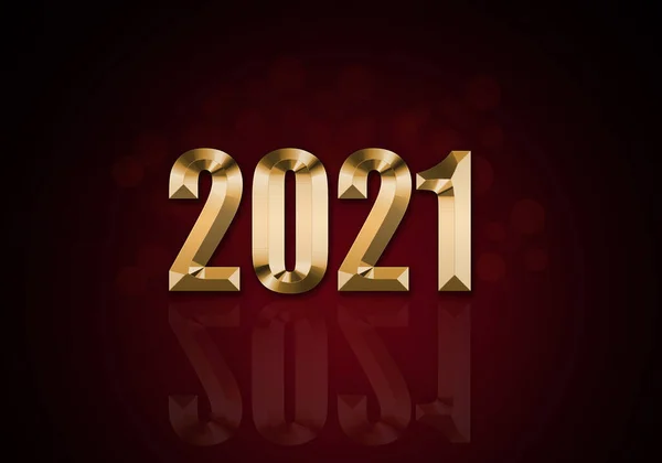 Frohes Neues Jahr 2021 Auf Rotem Hintergrund Mit Bokeh Effekt — Stockfoto
