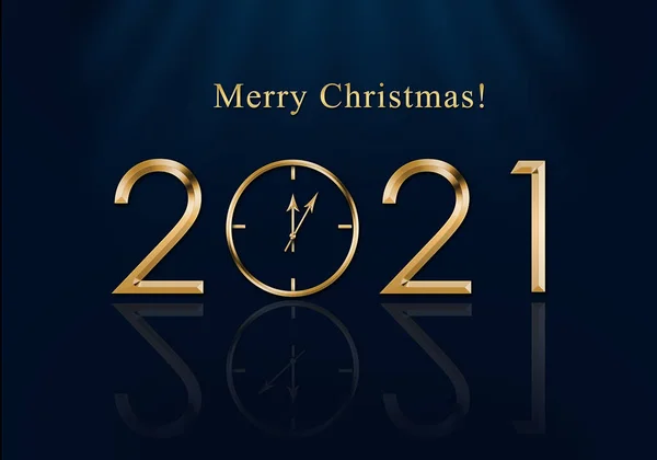 Happy New Year 2021 New Year Clock Christmas Card — Stock Photo, Image