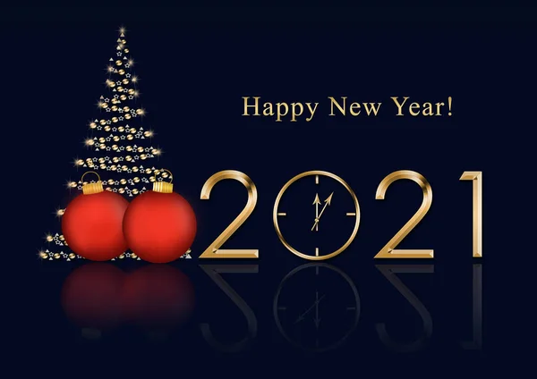 Christmas Card 2021 Christmas Tree Happy New Year — Stock Photo, Image
