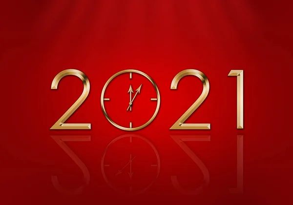 Gott Nytt 2021 Nyårsklocka Julkort — Stockfoto