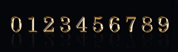 Golden Nummers 9Op Een Zwarte Achtergrond — Stockfoto