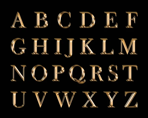 Golden English Alfabet Een Zwarte Achtergrond — Stockfoto