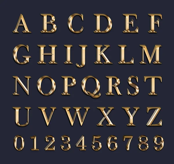 Gold Buchstaben Und Zahlen Auf Grauem Hintergrund — Stockfoto