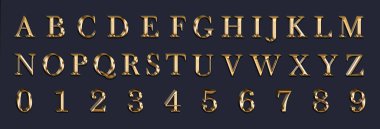 Gri arkaplanda altın harfler ve rakamlar