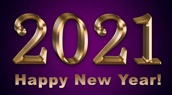 Luxury 2021 Happy New Year elegant design .Golden 2021 numbers on black and Violet background