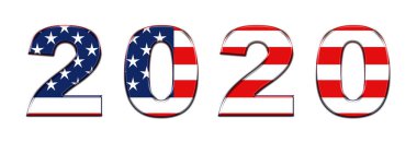 2020 Amerika başkanlık seçimi, beyaz arka planda yatay pankart tasarımı. Görüntü.