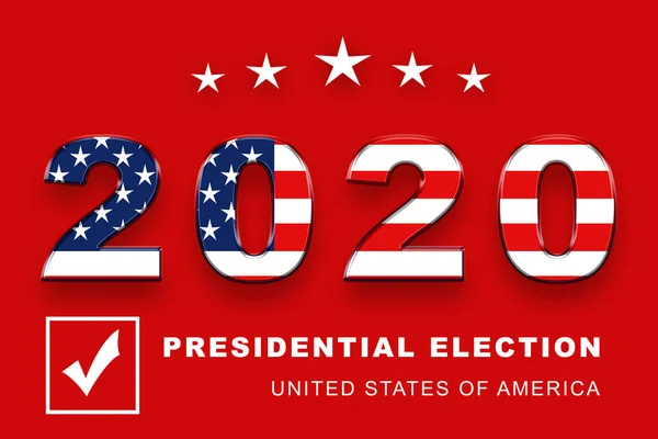 Amerikaanse Presidentsverkiezingen 2020 Amerikaanse Stem Horizontaal Banner Ontwerp Rode Achtergrond — Stockfoto