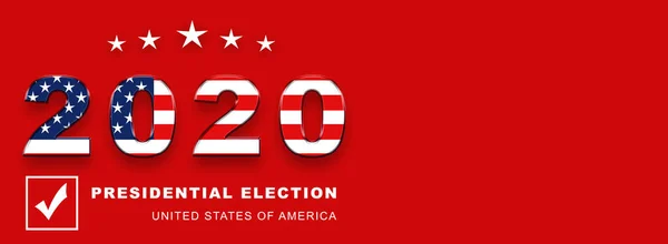 Usa Presidential Election 2020 American Vote Horizontal Banner Design Red — Stock Photo, Image