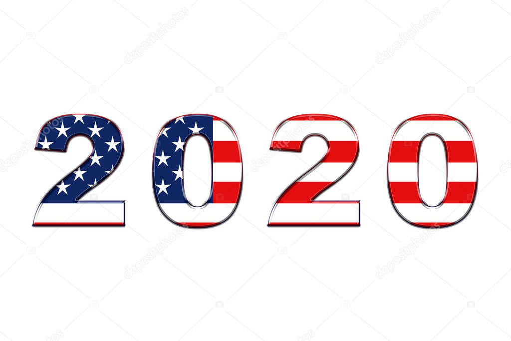 USA presidential election 2020 american vote, horizontal banner design on white background. Illustration.