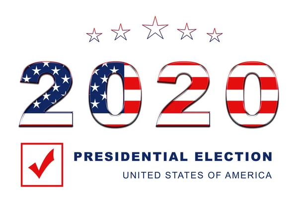 Amerikaanse Presidentsverkiezingen 2020 Amerikaanse Stem Horizontaal Banner Ontwerp Witte Achtergrond — Stockfoto
