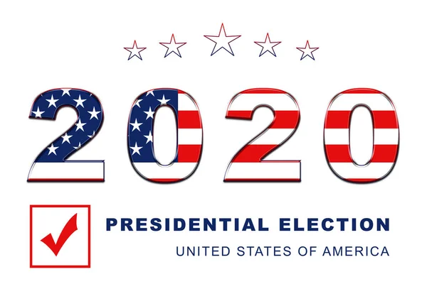 Amerikai Elnökválasztás 2020 Amerikai Szavazás Horizontális Banner Design Fehér Háttérrel — Stock Fotó