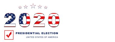 2020 Amerika başkanlık seçimi, beyaz arka planda yatay pankart tasarımı. İllüzyon. Metin için alanı kopyala. Banner