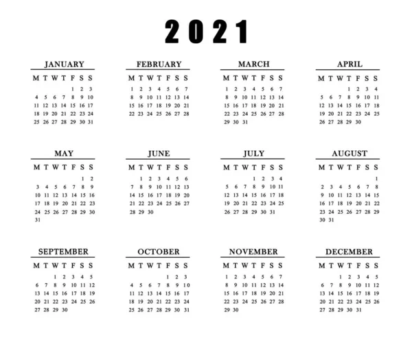 Kalender Voor 2021 Witte Achtergrond Illustratie — Stockfoto