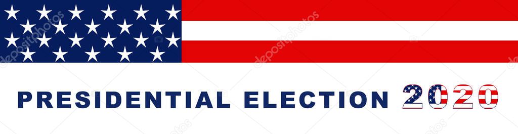 2020 United States of America Presidential Election banner with USA symbols. Illustration