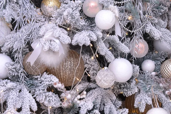 Christmas Tree Decorated Christmas Tree Decorations Close — Stock Photo, Image