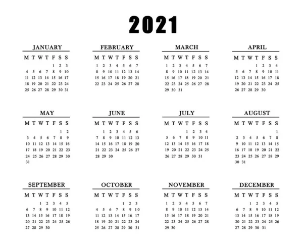 Kalender Für 2021 Auf Weißem Hintergrund — Stockfoto