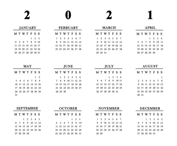 Calendario Para 2021 Sobre Fondo Blanco —  Fotos de Stock