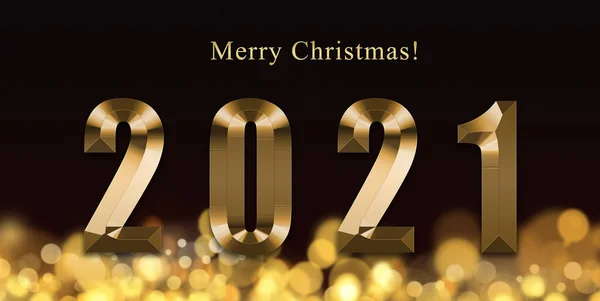 Frohe Weihnachten Und Ein Gutes Neues Jahr 2021 Gold Glänzend — Stockfoto