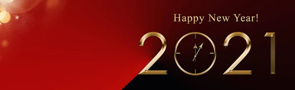 Illustration 2021 Happy New Year Background Gold Clock Festive Gold — Stock Photo, Image