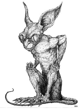 Peri perisi küçük oturan şeytani yaratık cehennem zebanisi.