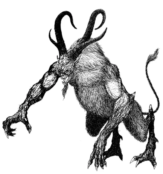 Диявол Чорт Чудовисько Фігура Пекельного Кошмару Істота Підземного Світу Звіра — стокове фото