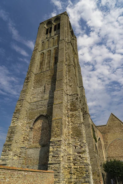 Veduta Della Chiesa Gotica Nostra Signora Nell Incantevole Villaggio Damme — Foto Stock