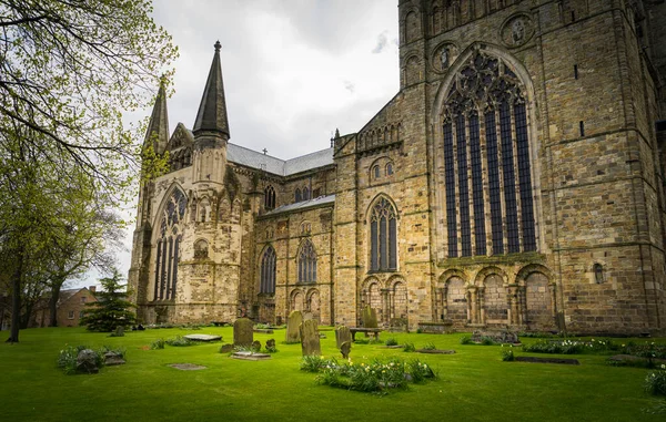 Facciata Esterna Della Cattedrale Gotica Della Città Inglese Durham Con — Foto Stock